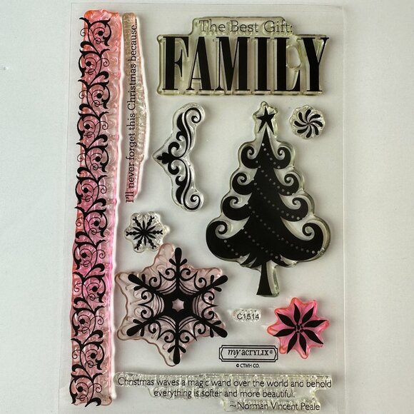 My Acrylix Stamps Holiday Set C1514 "The Best Gift: Family" - Picture 1 of 2